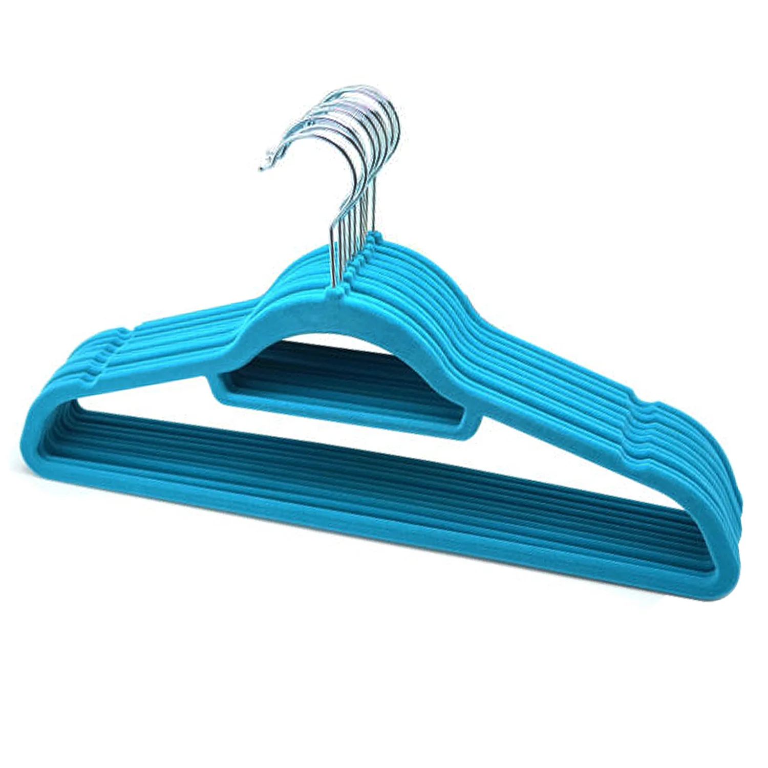 10-Pack Blue Velvet Flocked Hangers