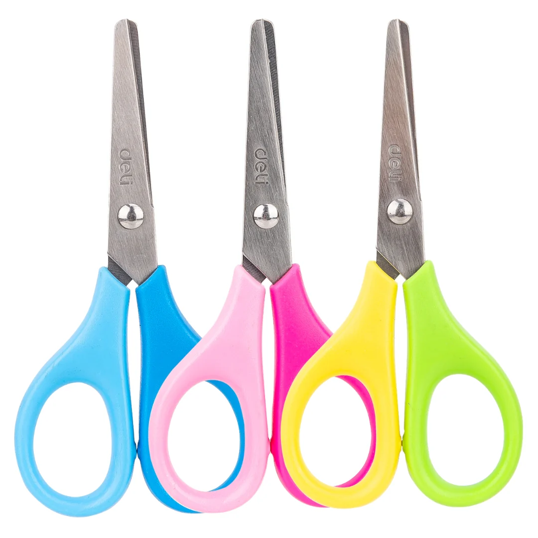 Deli 114mm School Scissors 3 Assorted Colours