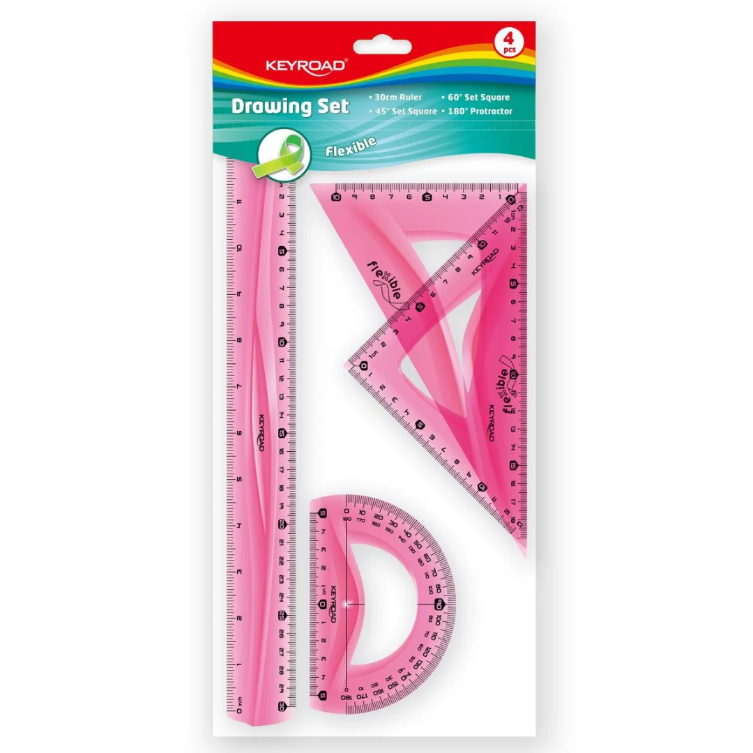 4pc 30cm/12" Flexible Ruler Set – Hang Pack