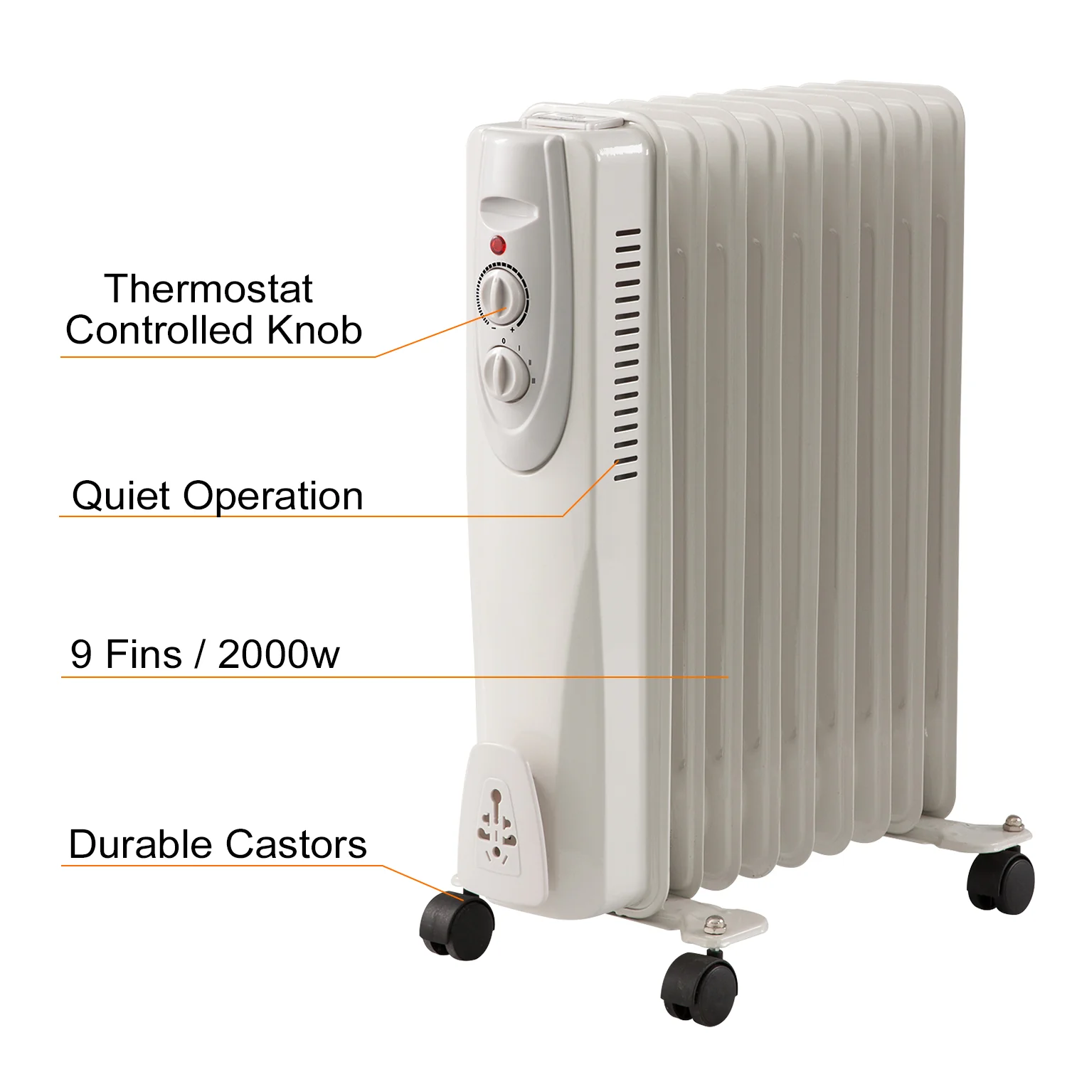 9-Fin Oil Filled Radiator - 2000 Watts - Image 3