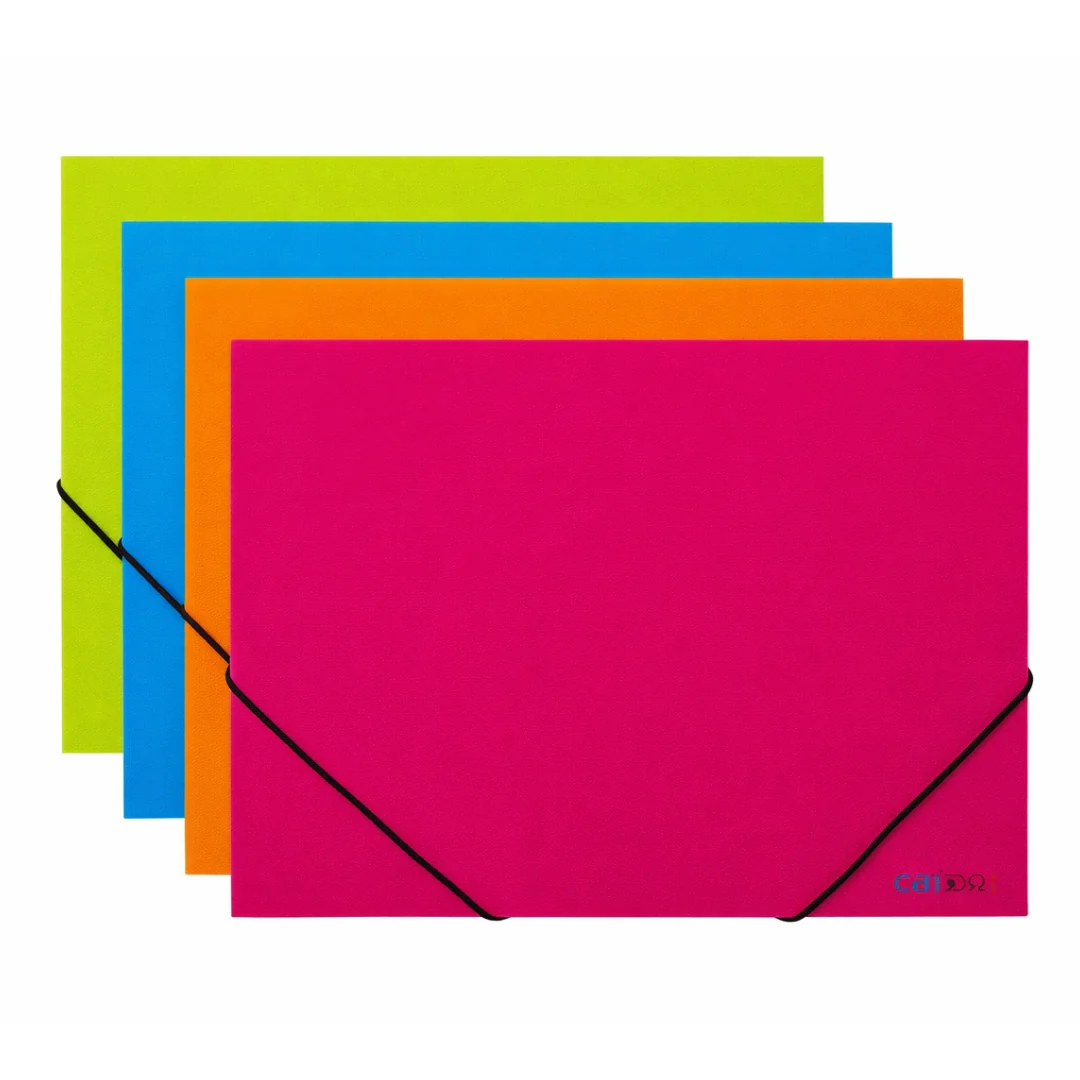 A4 3-Flap Elastic File Folder Assorted 4 Pack
