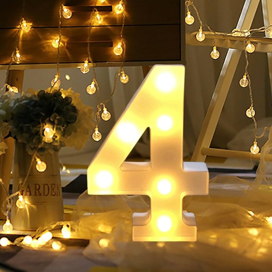 Battery Operated LED Number 4 Light