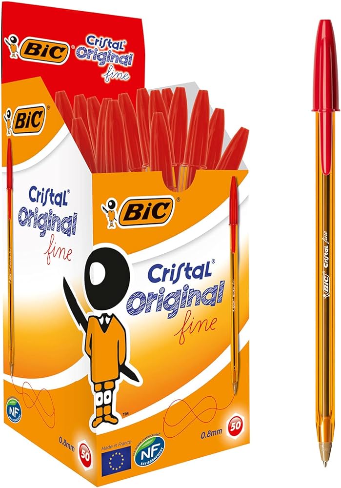 Box of 50 Red BIC Cristal Ballpens