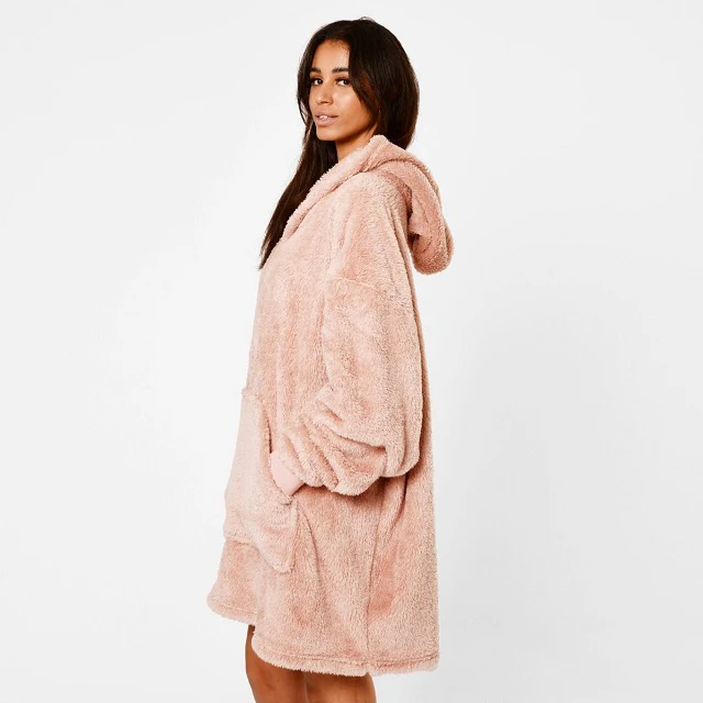 Brentfords Teddy Fleece Hoodie - Blush - Image 2