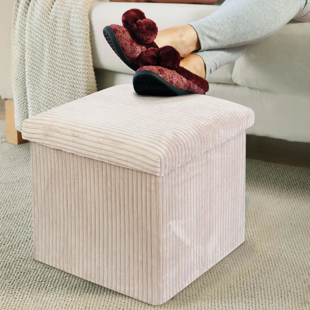 Cream Corduroy Foot Stool - Image 6