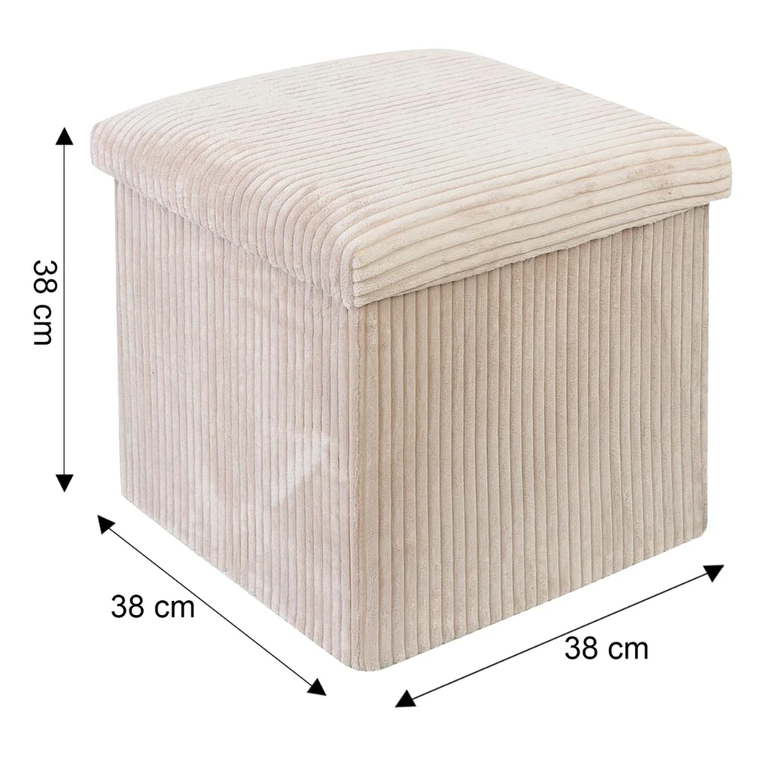 Cream Corduroy Foot Stool - Image 7