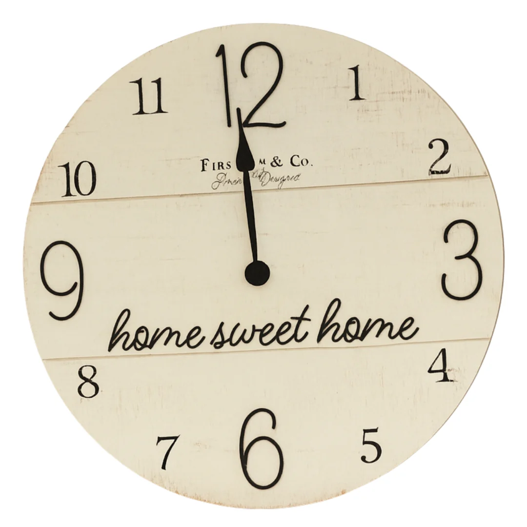 Home Sweet Home Beige Wall Clock