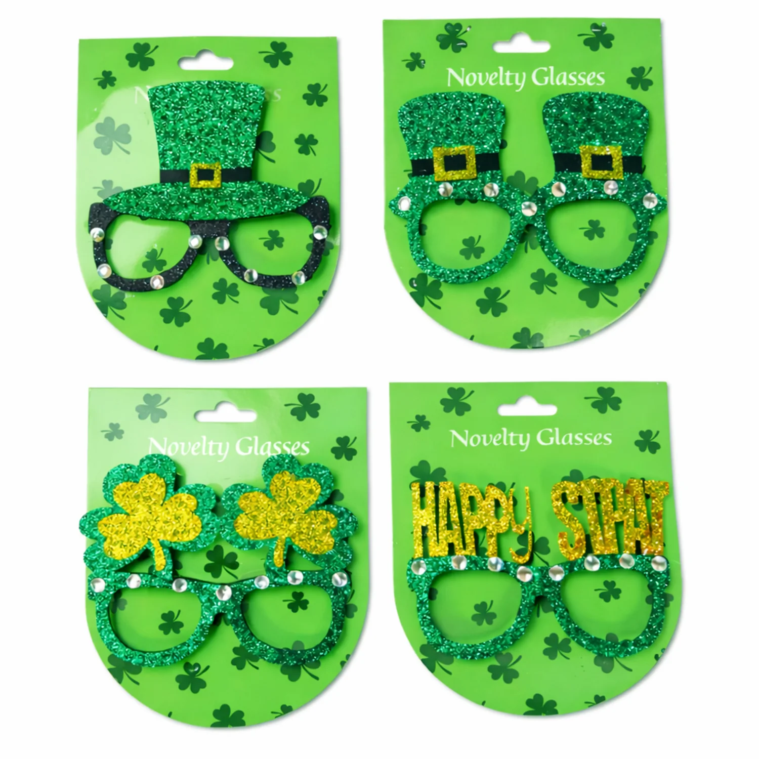 Irish Green Novelty Glasses with Gems