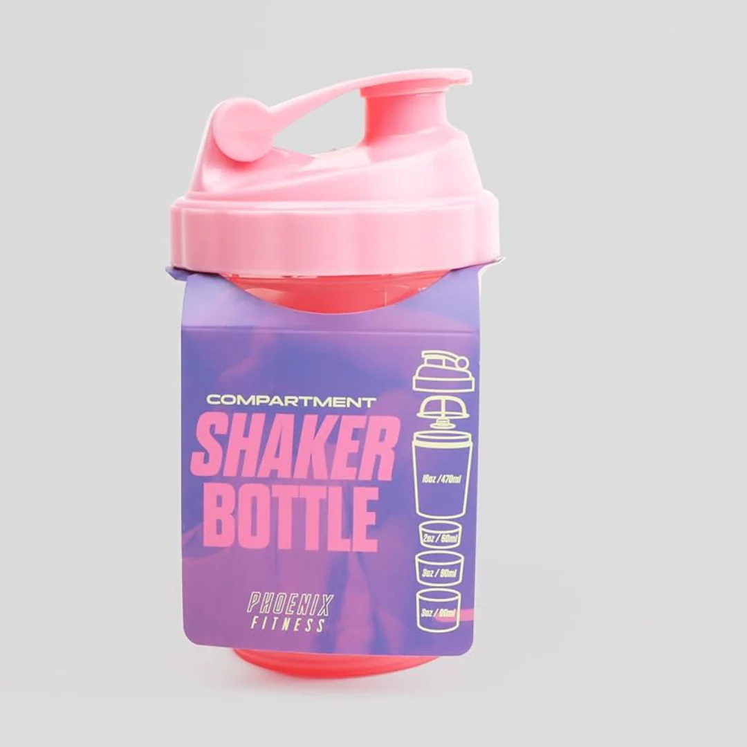 Phoenix Compartment Shaker Bottle Pink 500ml - Image 2