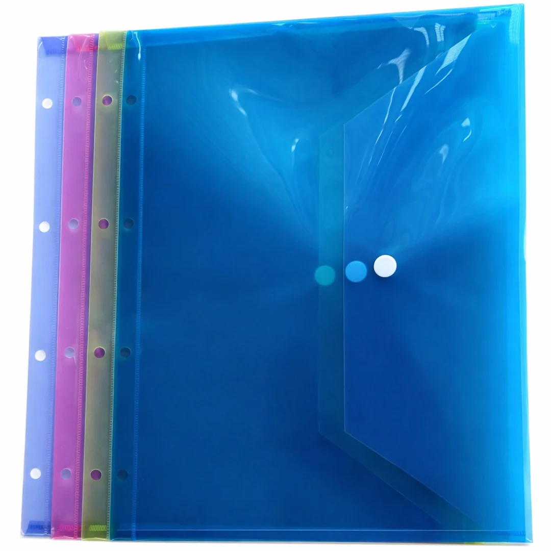 Premier A4 Punched Button Wallet – 4 Assorted