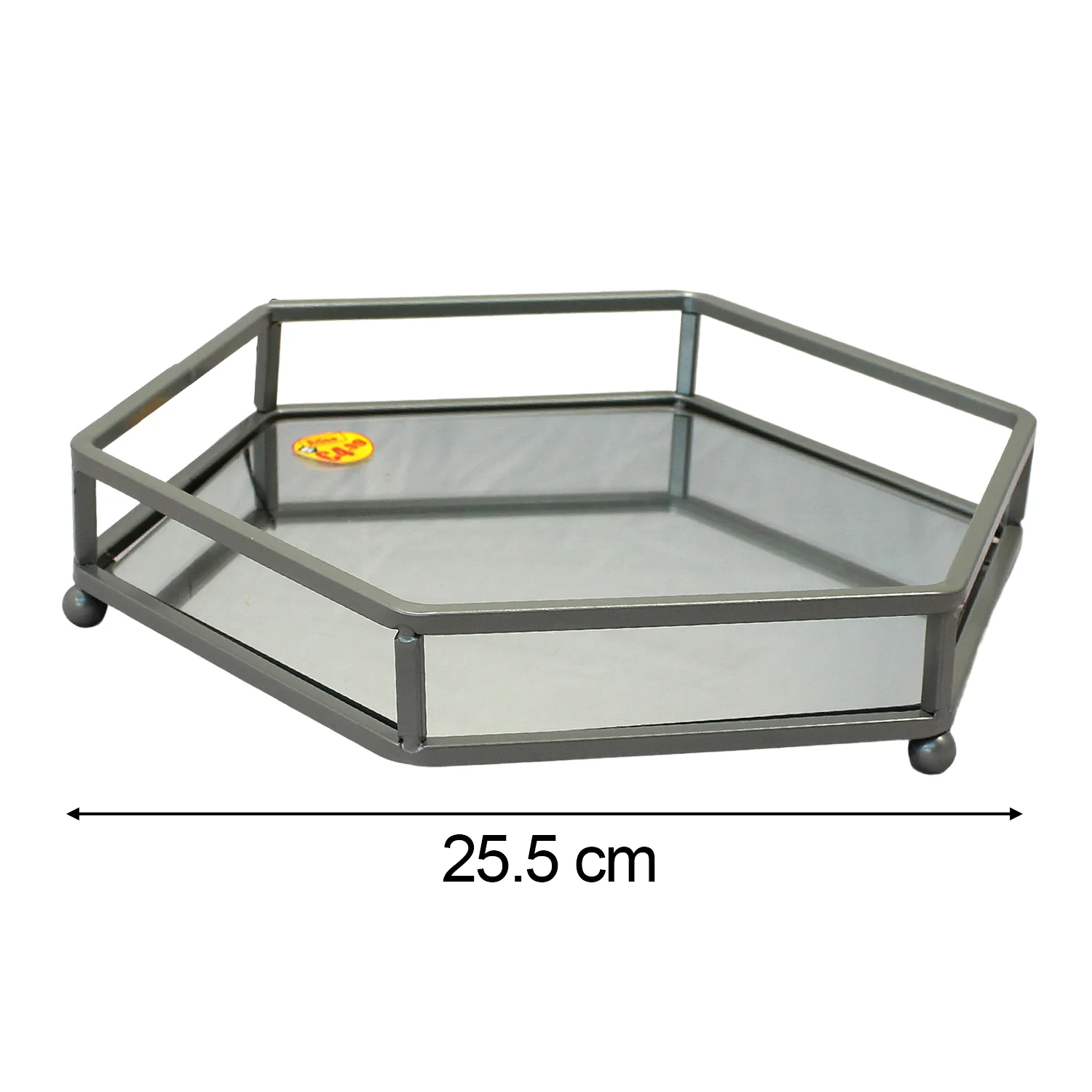 Silver Vanity Tray with Mirror 25cm - Image 2